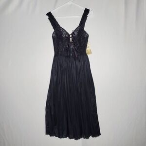 Delicates Black Sheer Lace Laceup Midi Dress Small Whimsygoth Romantic 90s Fairy